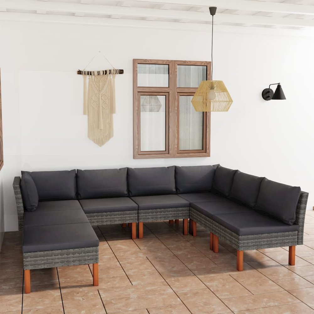 Garden Lounge Set Grey PE Rattan Standard Modular. Picture 1