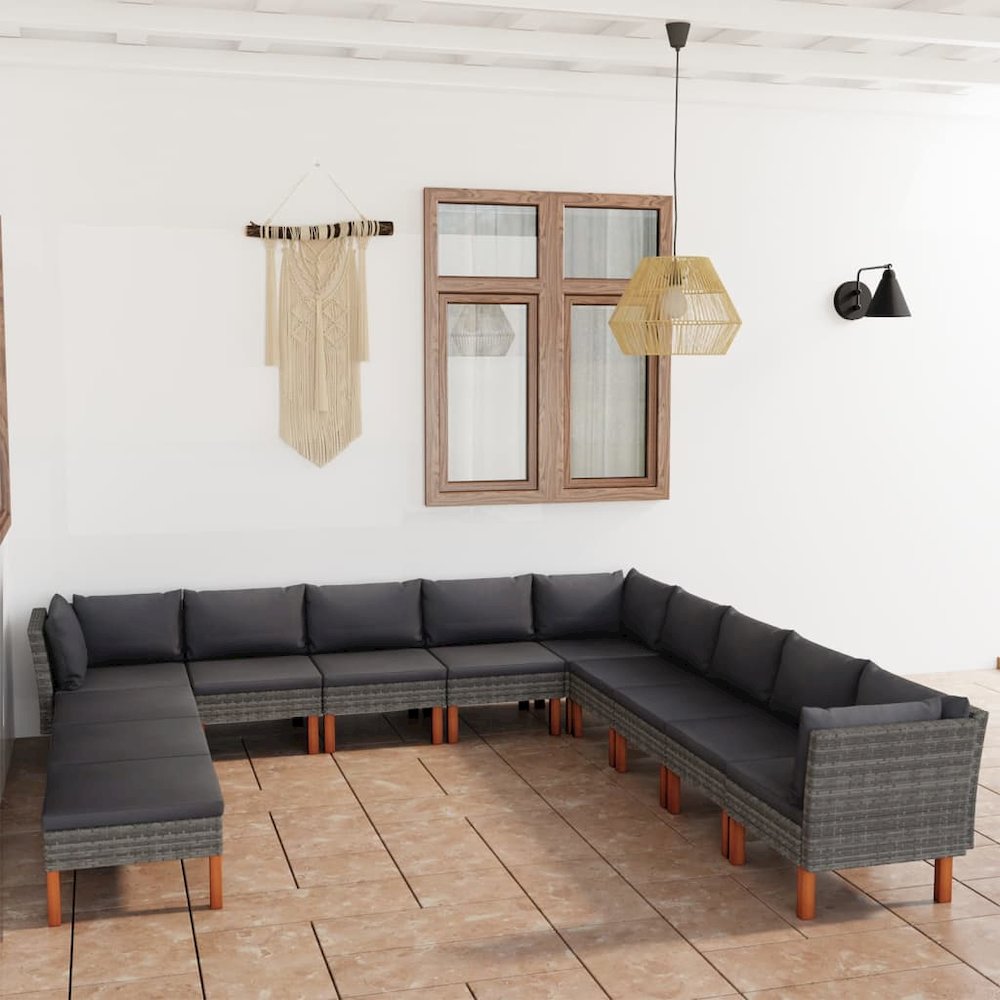 Garden Lounge Set Grey, Anthracite. Picture 1