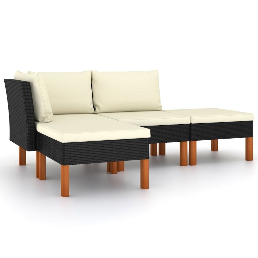 Garden Lounge Set Black PE Rattan Large Lightweight. Picture 2
