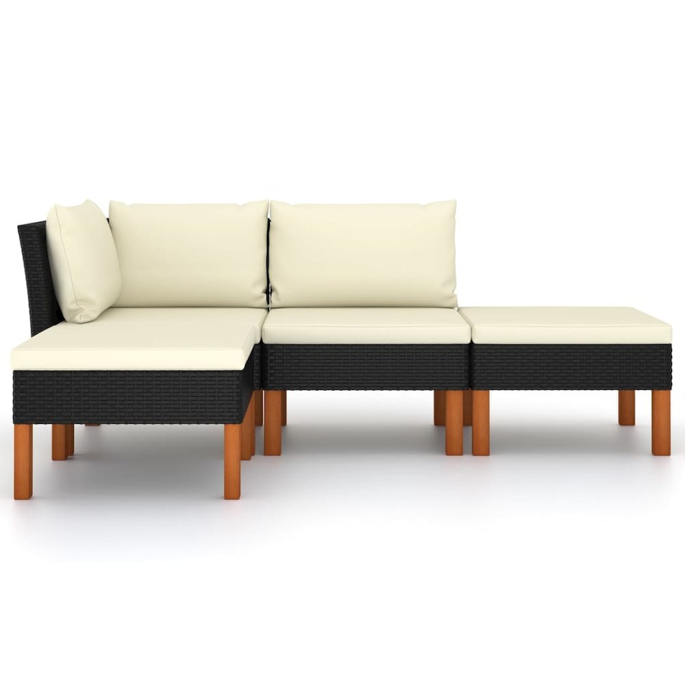 Garden Lounge Set Black PE Rattan Large Lightweight. Picture 3