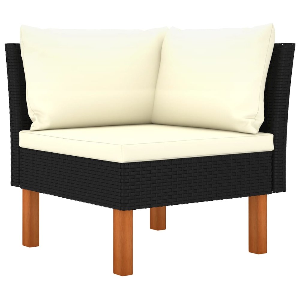 Garden Lounge Set Black PE Rattan Large Lightweight. Picture 4