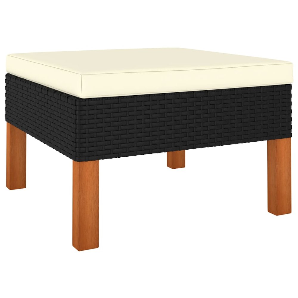 Garden Lounge Set Black PE Rattan Large Lightweight. Picture 5