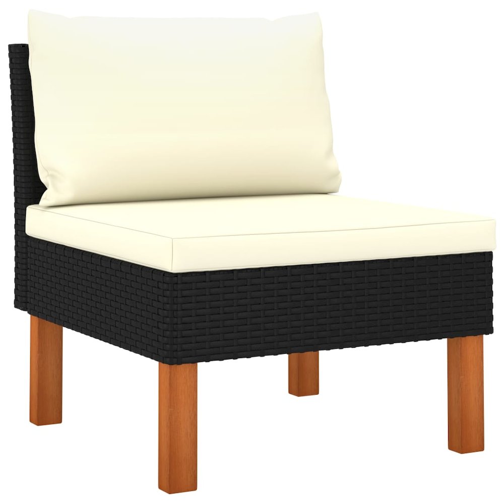 Garden Lounge Set Black PE Rattan Large Lightweight. Picture 6
