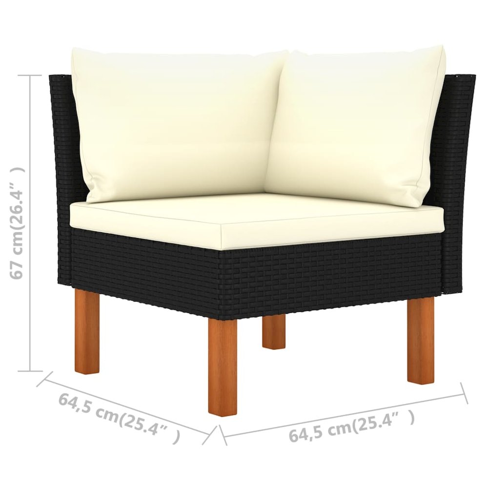 Garden Lounge Set Black PE Rattan Large Lightweight. Picture 7