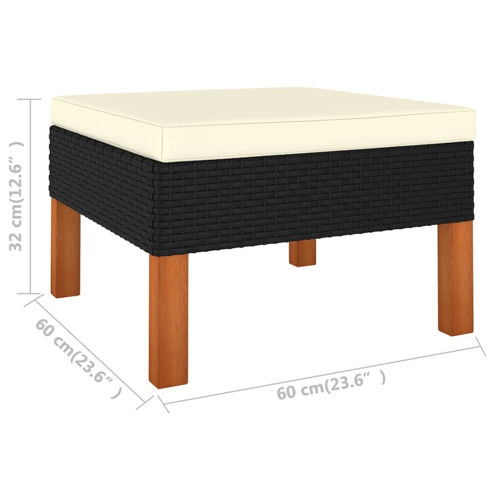 Garden Lounge Set Black PE Rattan Large Lightweight. Picture 8