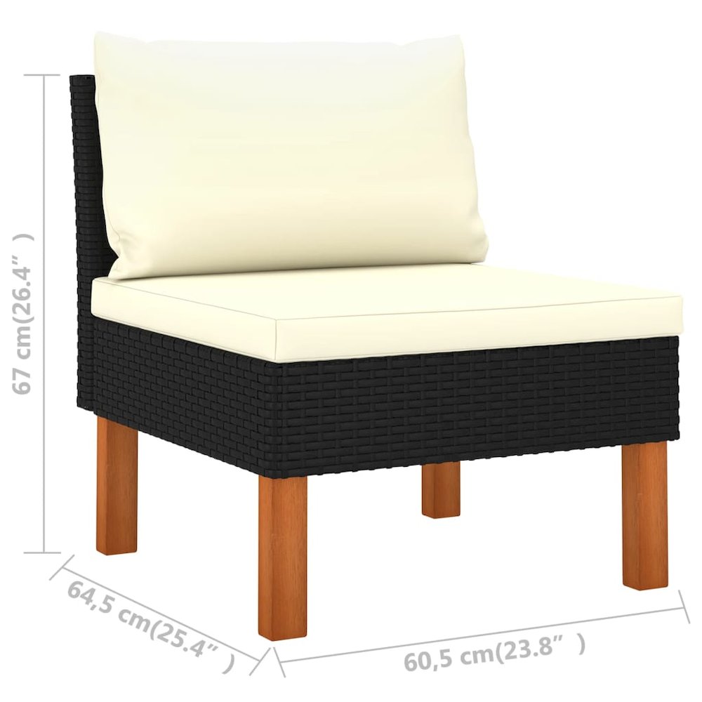 Garden Lounge Set Black PE Rattan Large Lightweight. Picture 9