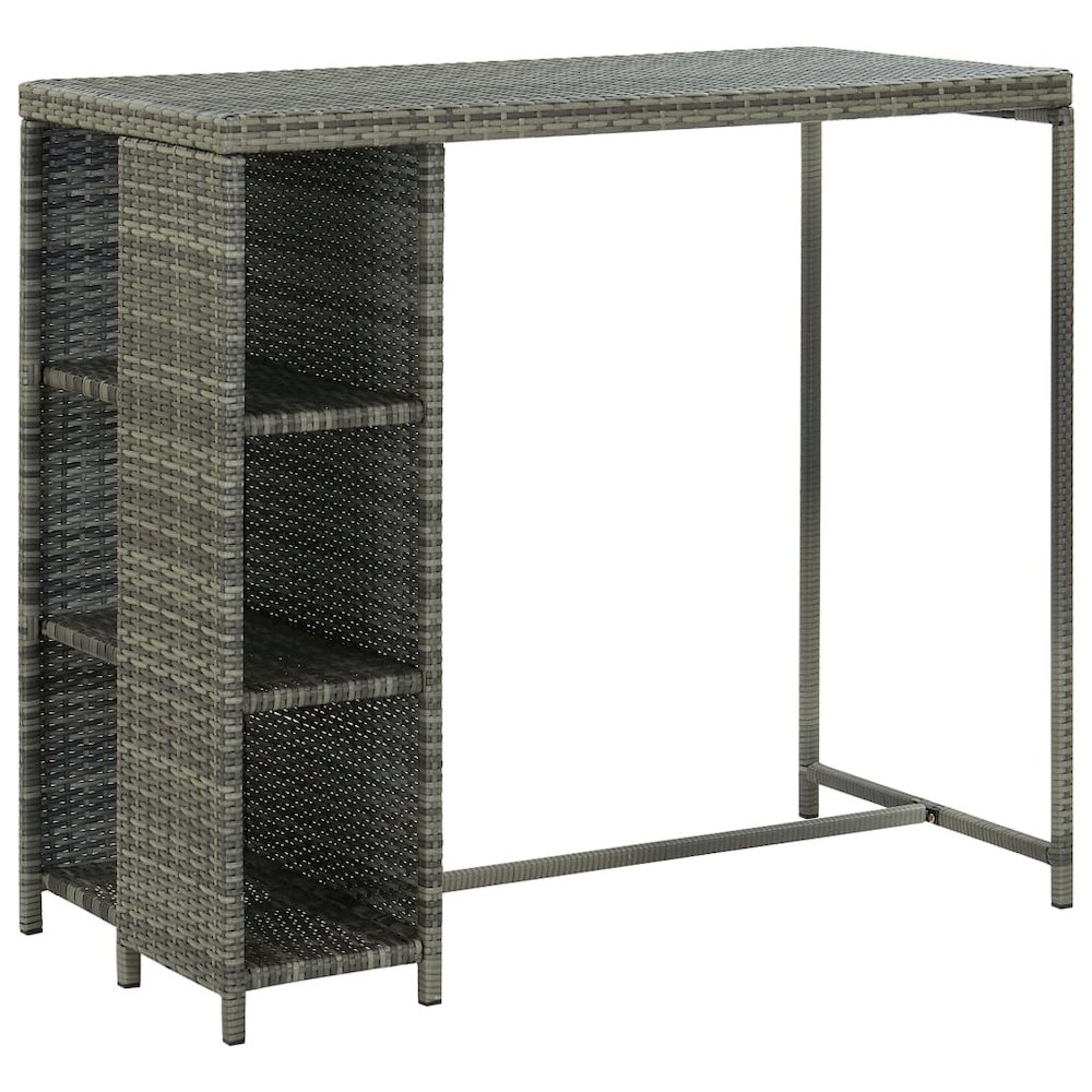 Garden Bar Set Grey Poly Rattan, Powder-Coated Steel Large. Picture 2