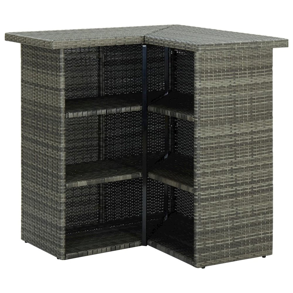 Garden Bar Set Grey Poly rattan, powder-coated steel, 100% polyester. Picture 3