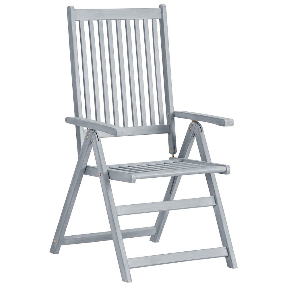 Garden Chair Set of 6 Grey Solid acacia wood Medium Foldable. Picture 3