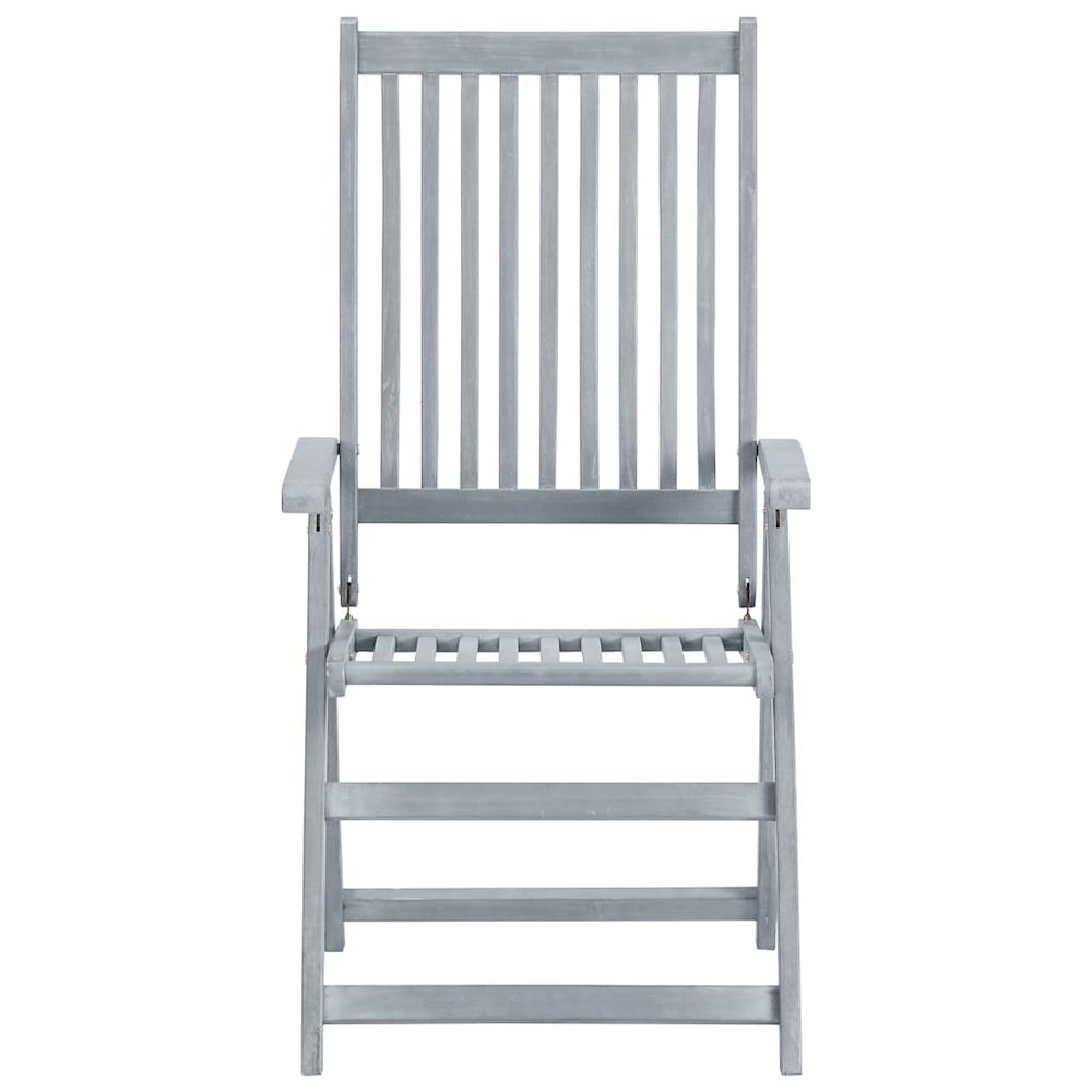Garden Chair Set of 6 Grey Solid acacia wood Medium Foldable. Picture 4