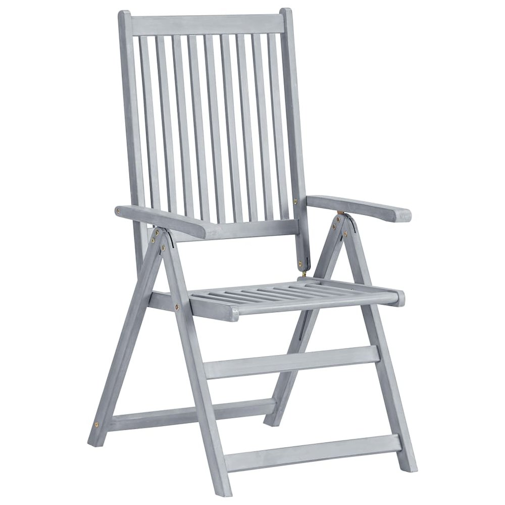 Garden Chair Set of 6 Grey, Taupe Solid Acacia wood, 100% Polyester. Picture 3