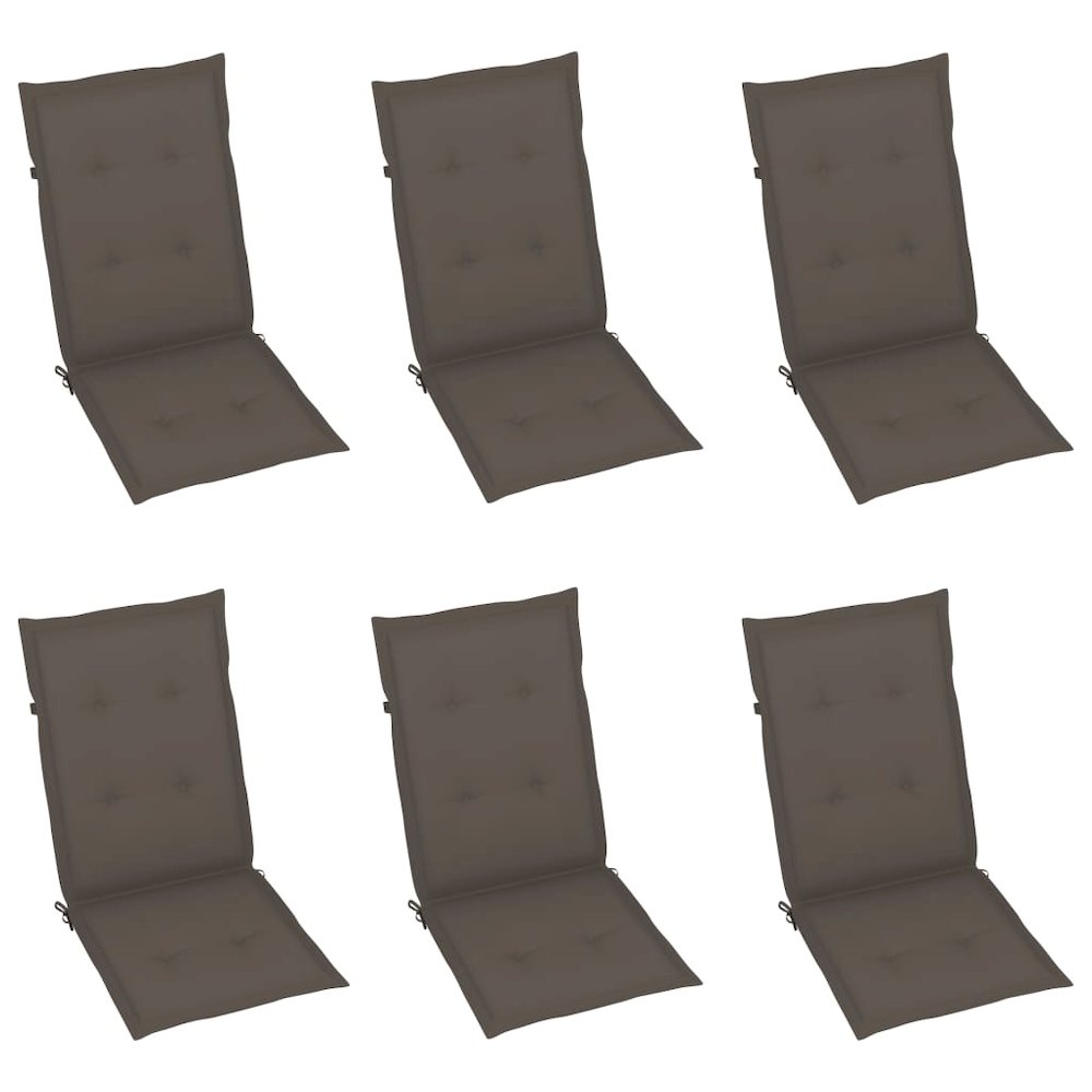 Garden Chair Set of 6 Grey, Taupe Solid Acacia wood, 100% Polyester. Picture 6