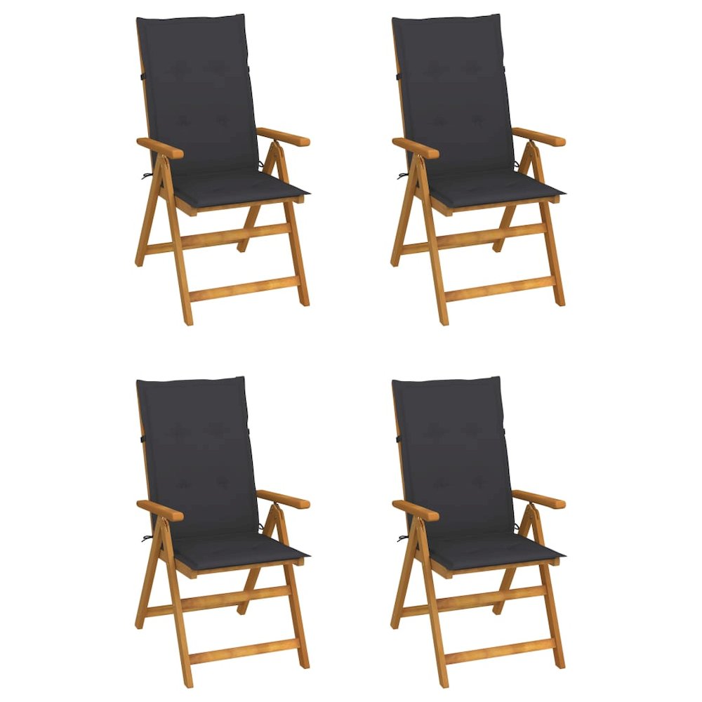 Garden Chair Set of 4 Anthracite Solid Acacia Wood Medium. Picture 1