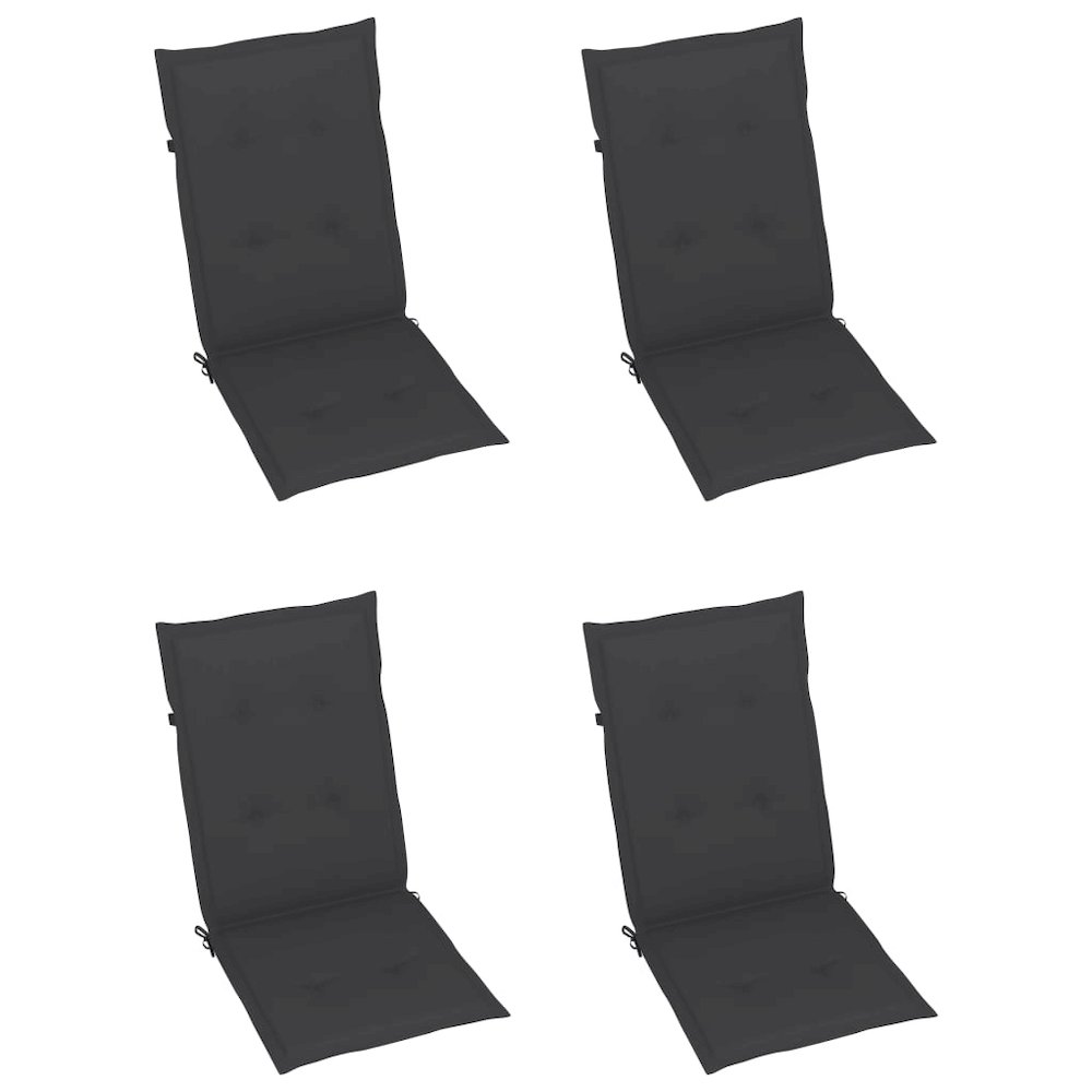 Garden Chair Set of 4 Anthracite Solid Acacia Wood Medium. Picture 6