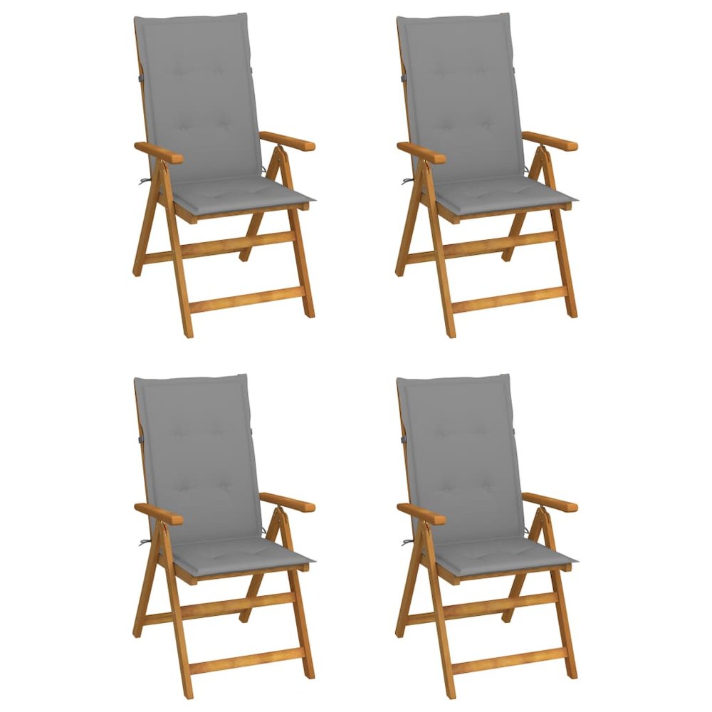 Garden Chair Set of 4 Natural Wood. Picture 1