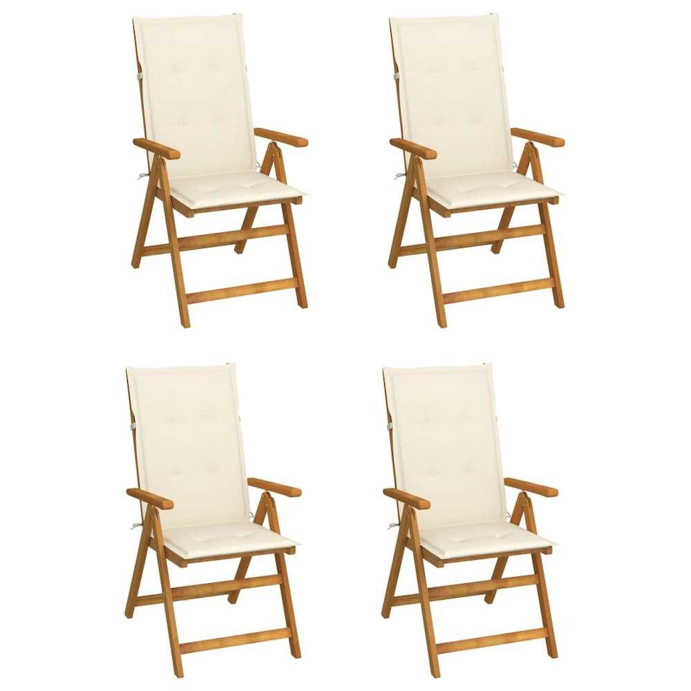 Garden Chair Set of 4 Brown Solid Acacia wood Standard Foldable. Picture 1