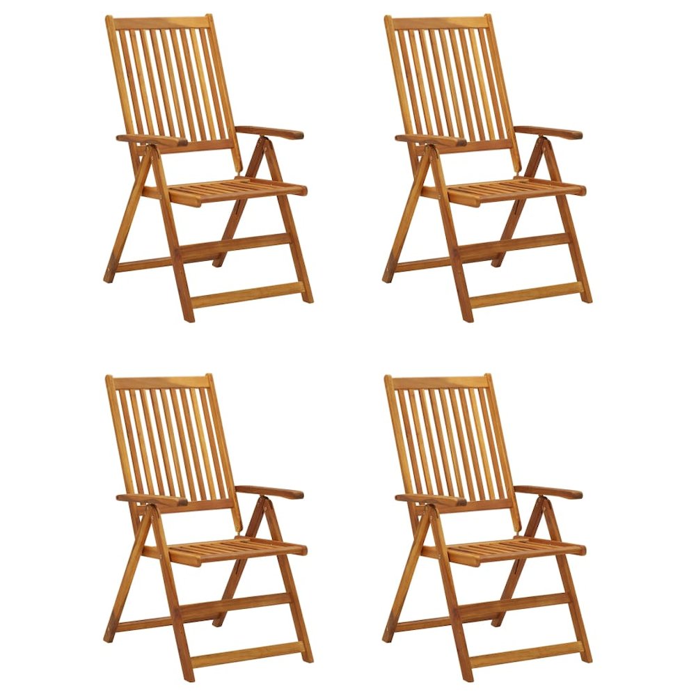 Garden Chair Set of 4 Brown Solid Acacia wood Standard Foldable. Picture 2