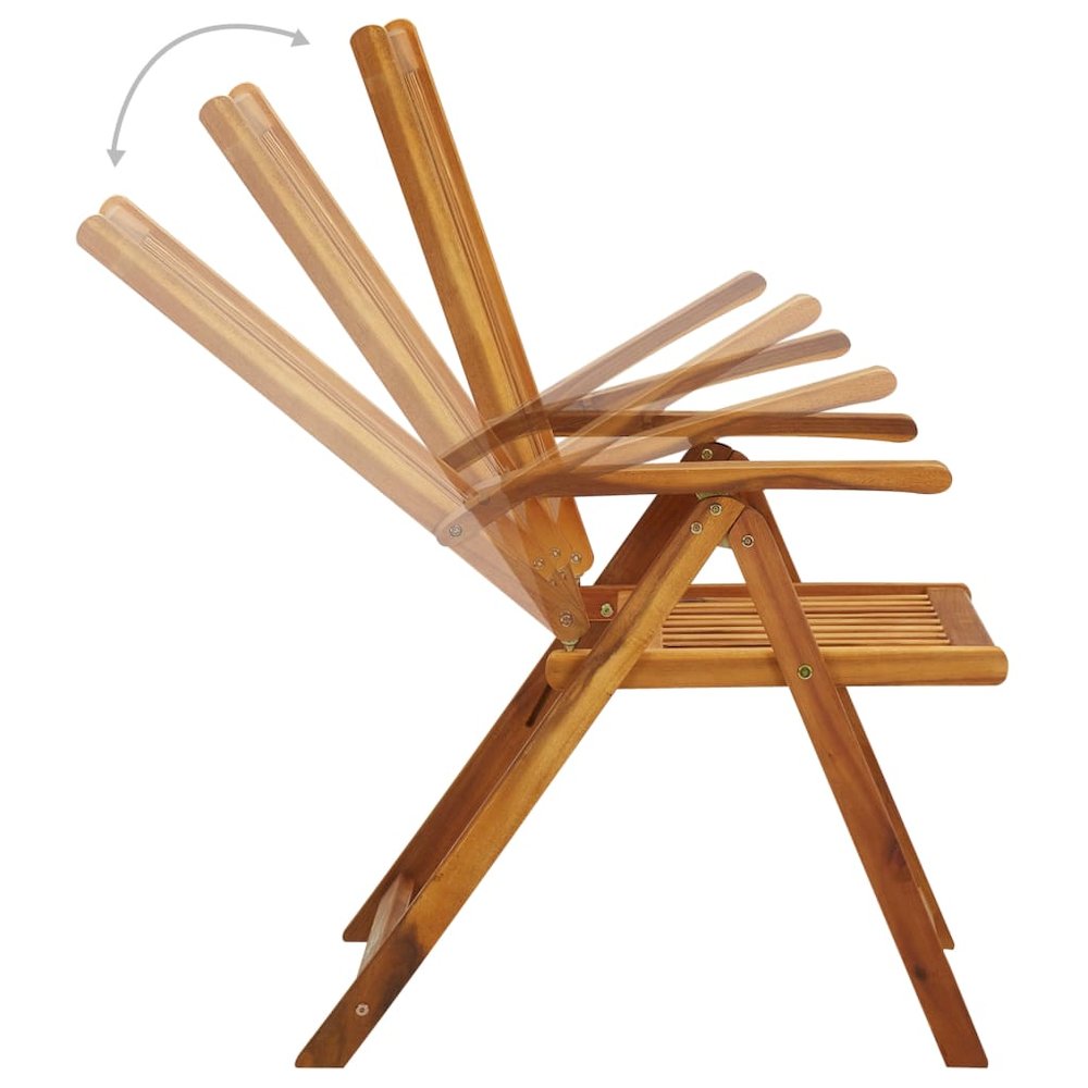 Garden Chair Set of 4 Brown Solid Acacia wood Standard Foldable. Picture 5