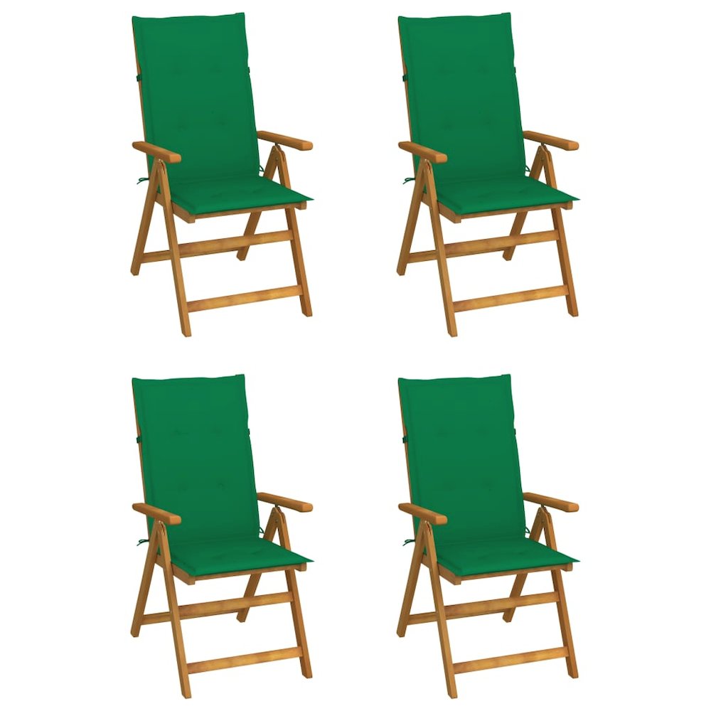 Garden Chair Set of 4 Wood Brown Solid Acacia wood, 100% polyester. Picture 1