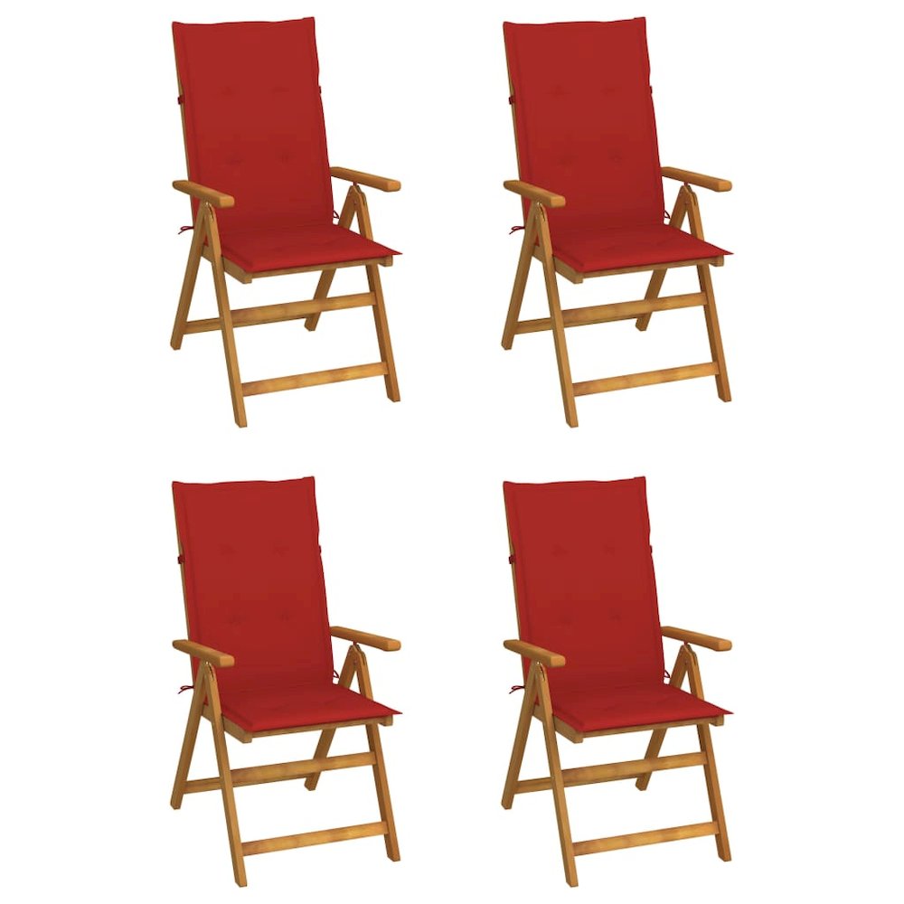 Garden Chair Set of 4 Natural Wood Solid Acacia Wood Medium. Picture 1