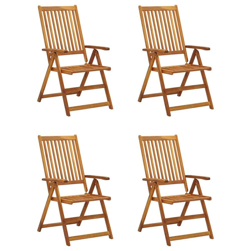 Garden Chair Set of 4 Natural Wood Solid Acacia Wood Medium. Picture 2