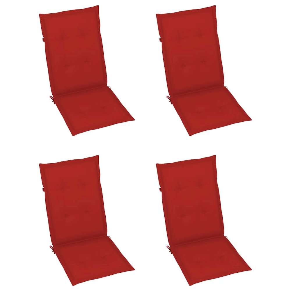Garden Chair Set of 4 Natural Wood Solid Acacia Wood Medium. Picture 6