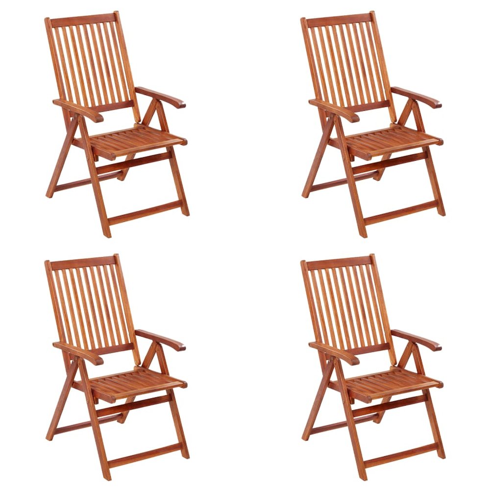 Garden Chair Set of 4 Natural Brown Solid acacia wood Medium. Picture 1