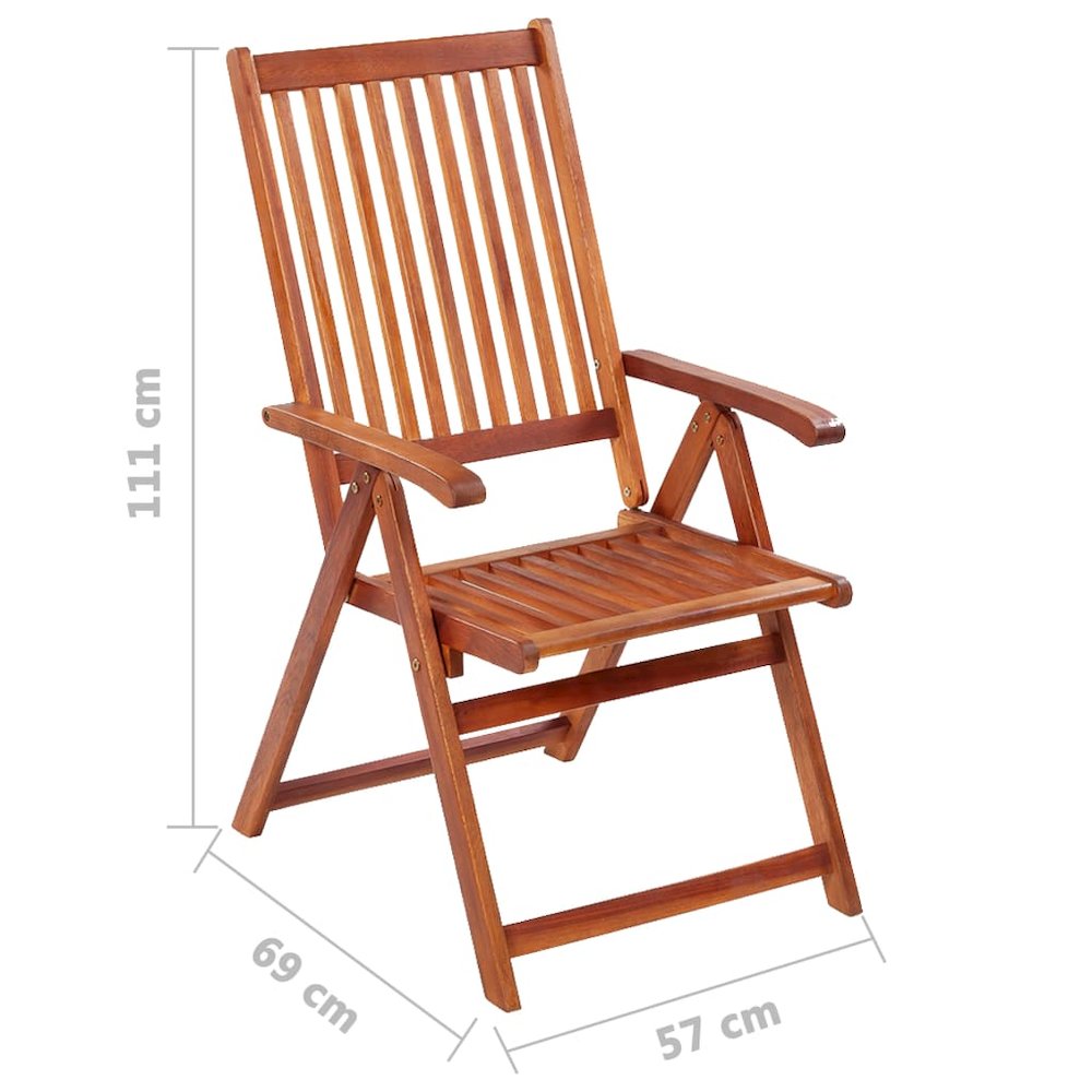 Garden Chair Set of 4 Natural Brown Solid acacia wood Medium. Picture 9