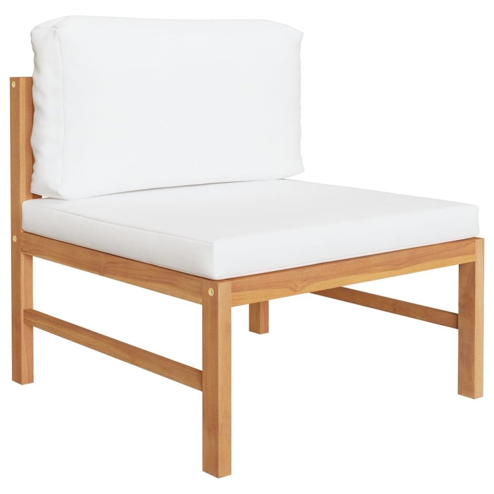 Garden Lounge Set Cream Teak wood, Polyester Medium Durable. Picture 2