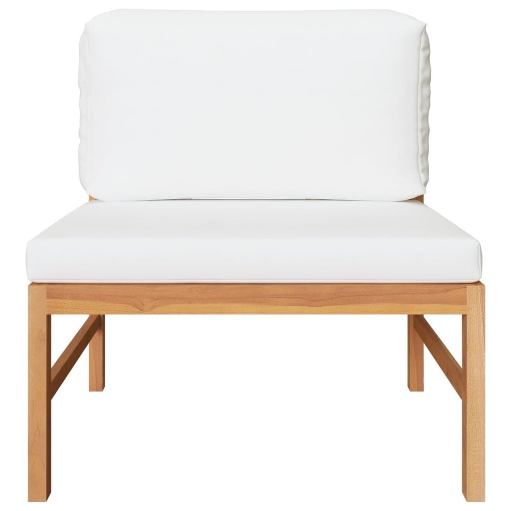Garden Lounge Set Cream Teak wood, Polyester Medium Durable. Picture 3