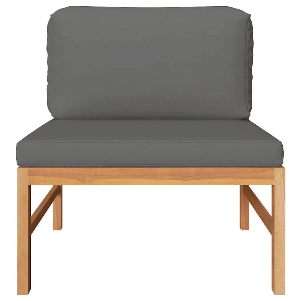 Middle Sofa Dark Grey Teak Wood Standard Modular Outdoor Sofa. Picture 2