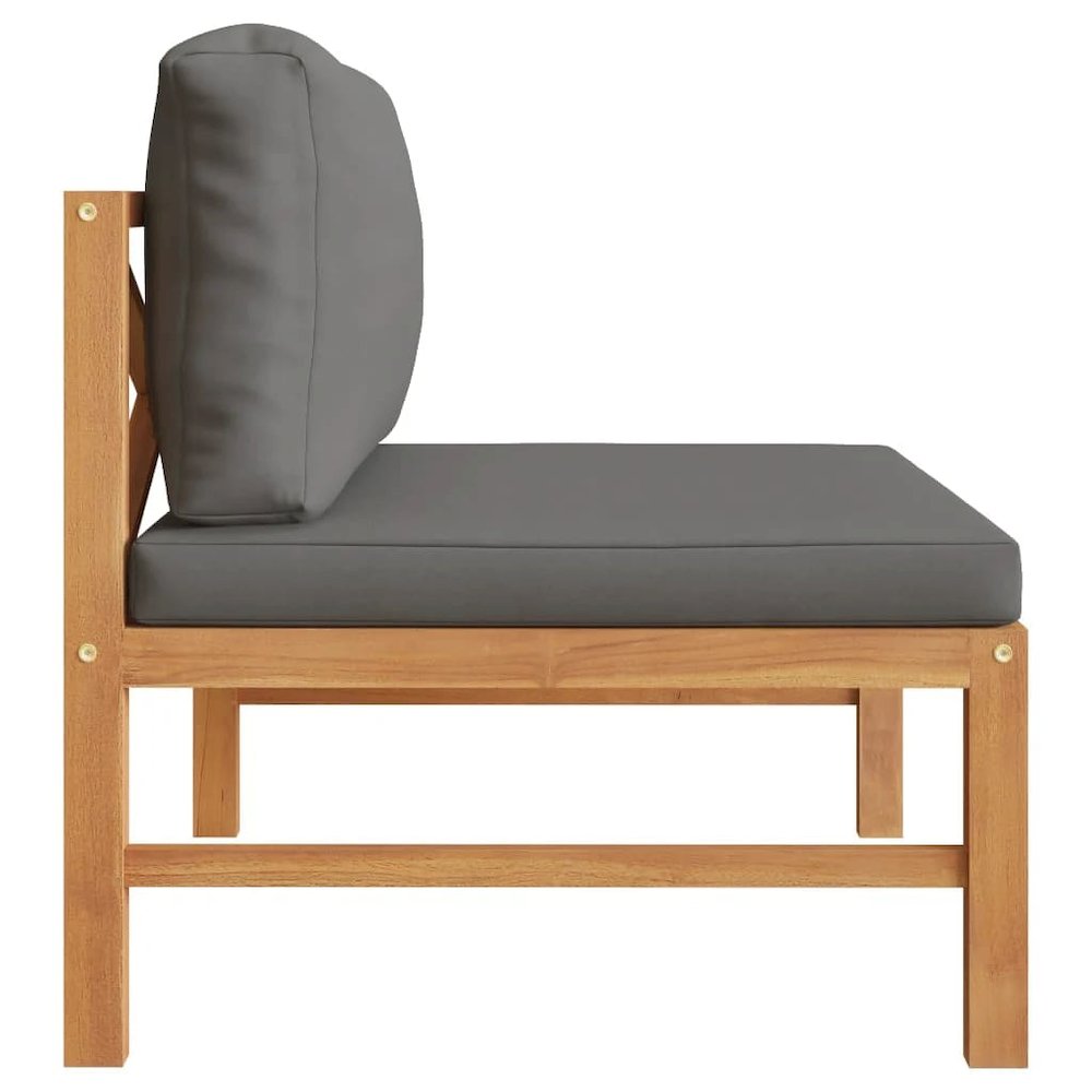 Middle Sofa Dark Grey Teak Wood Standard Modular Outdoor Sofa. Picture 3