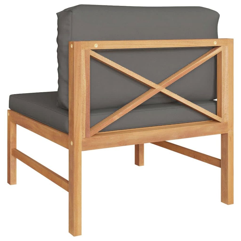 Middle Sofa Dark Grey Teak Wood Standard Modular Outdoor Sofa. Picture 4