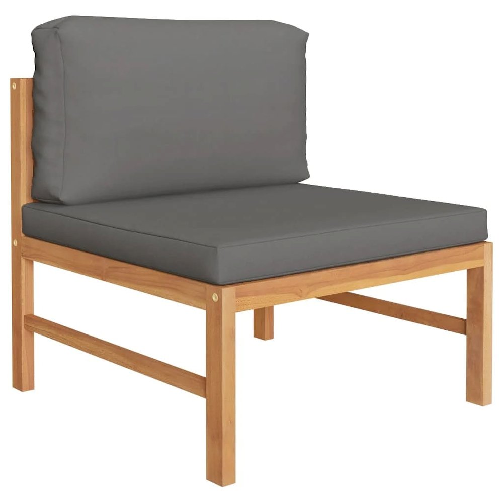 Garden Lounge Set Dark grey, natural wood Teak wood, polyester. Picture 2