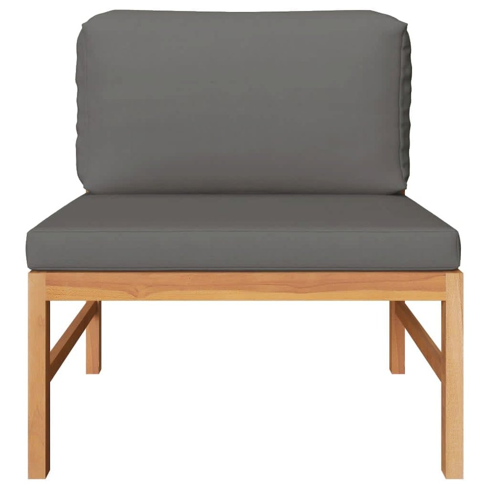 Garden Lounge Set Dark grey, natural wood Teak wood, polyester. Picture 3