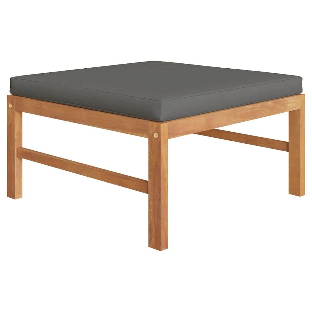 Garden Lounge Set Dark grey, natural wood Teak wood, polyester. Picture 4