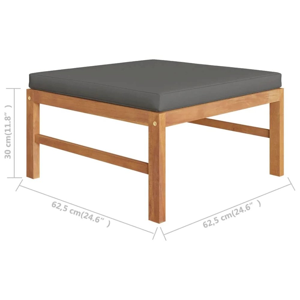 Garden Lounge Set Dark grey, natural wood Teak wood, polyester. Picture 9