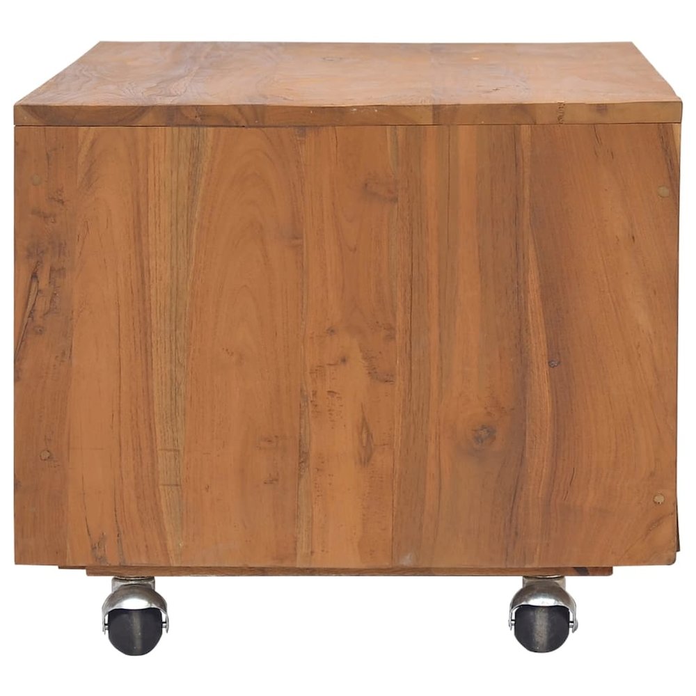 vidaXL TV Cabinet with Wheels 31.5"x19.7"x16.5" Solid Teak Wood. Picture 5