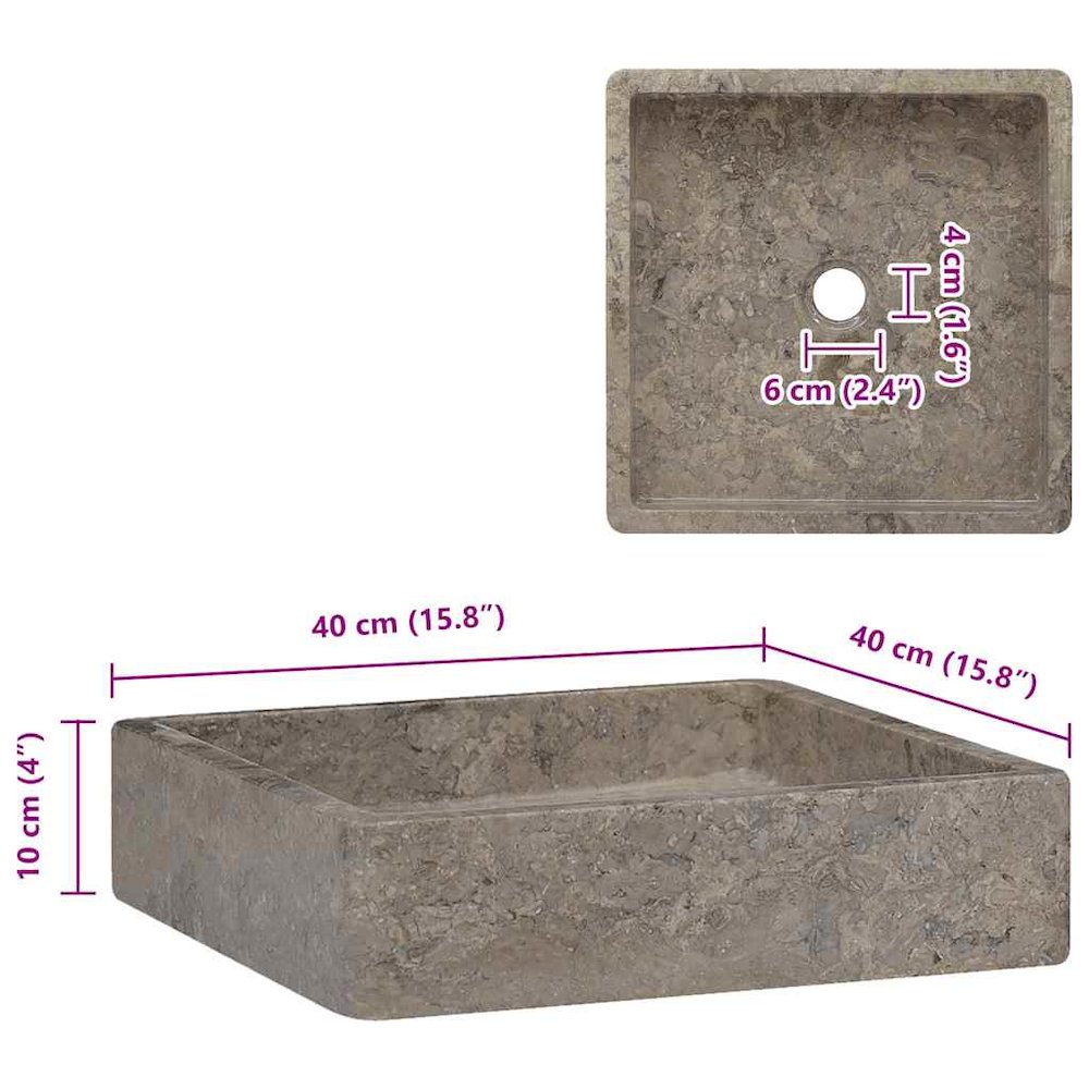 Sink Gray 15.7"x15.7"x3.9" Marble. Picture 8