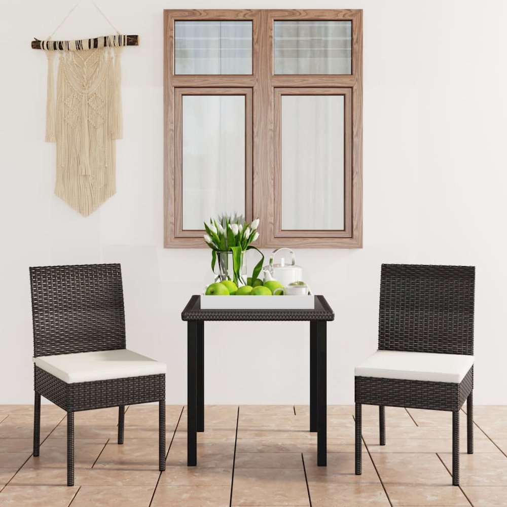 Dining Set Black, Cream. Picture 1