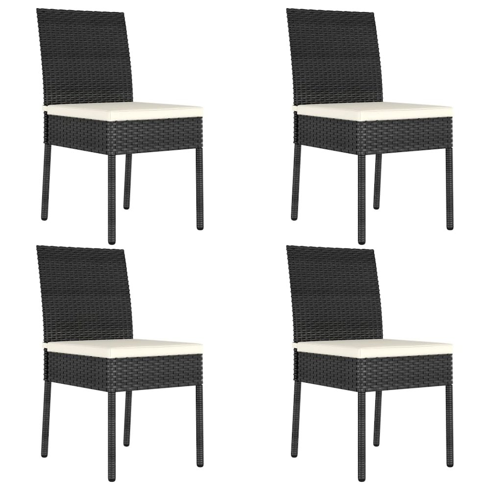 Dining Set Black, Cream Poly rattan, powder-coated steel, glass. Picture 6