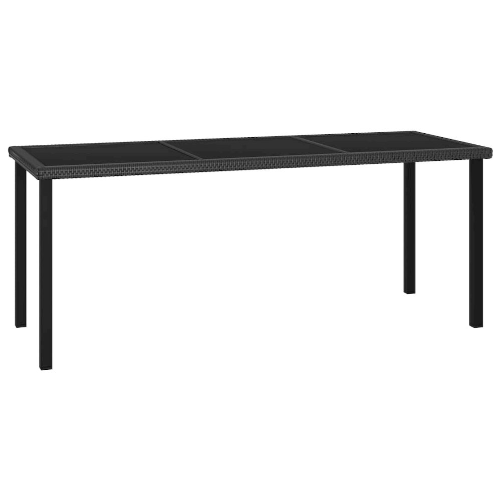 Dining Set Black Poly rattan, powder-coated steel, glass Medium. Picture 3