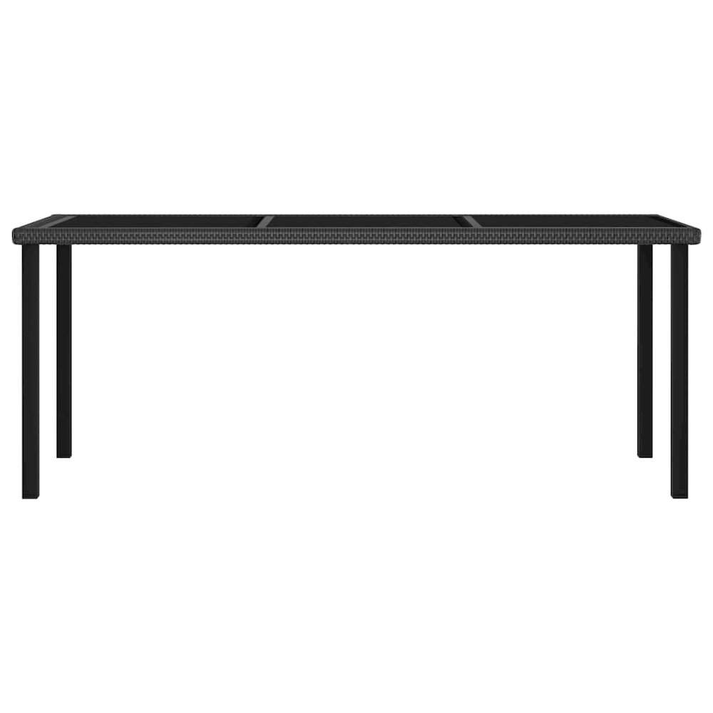 Dining Set Black Poly rattan, powder-coated steel, glass Medium. Picture 4
