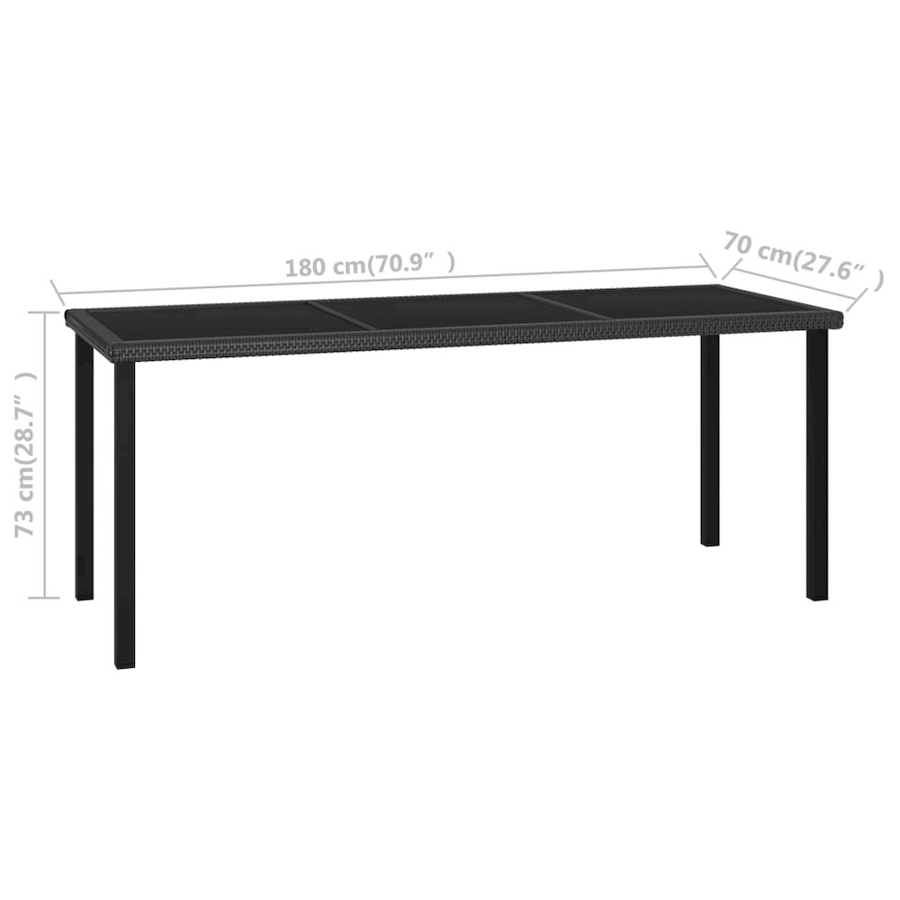 Dining Set Black Poly rattan, powder-coated steel, glass Medium. Picture 11