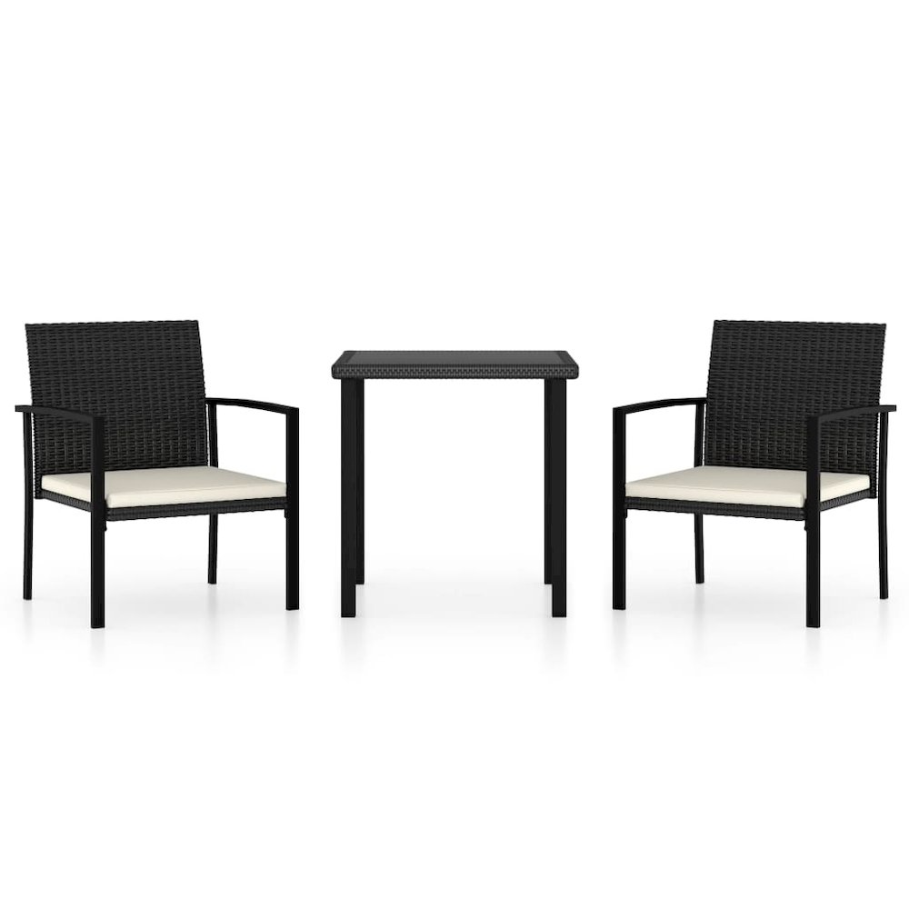 Dining Set Black Table and Chairs, Cream Cushions. Picture 2