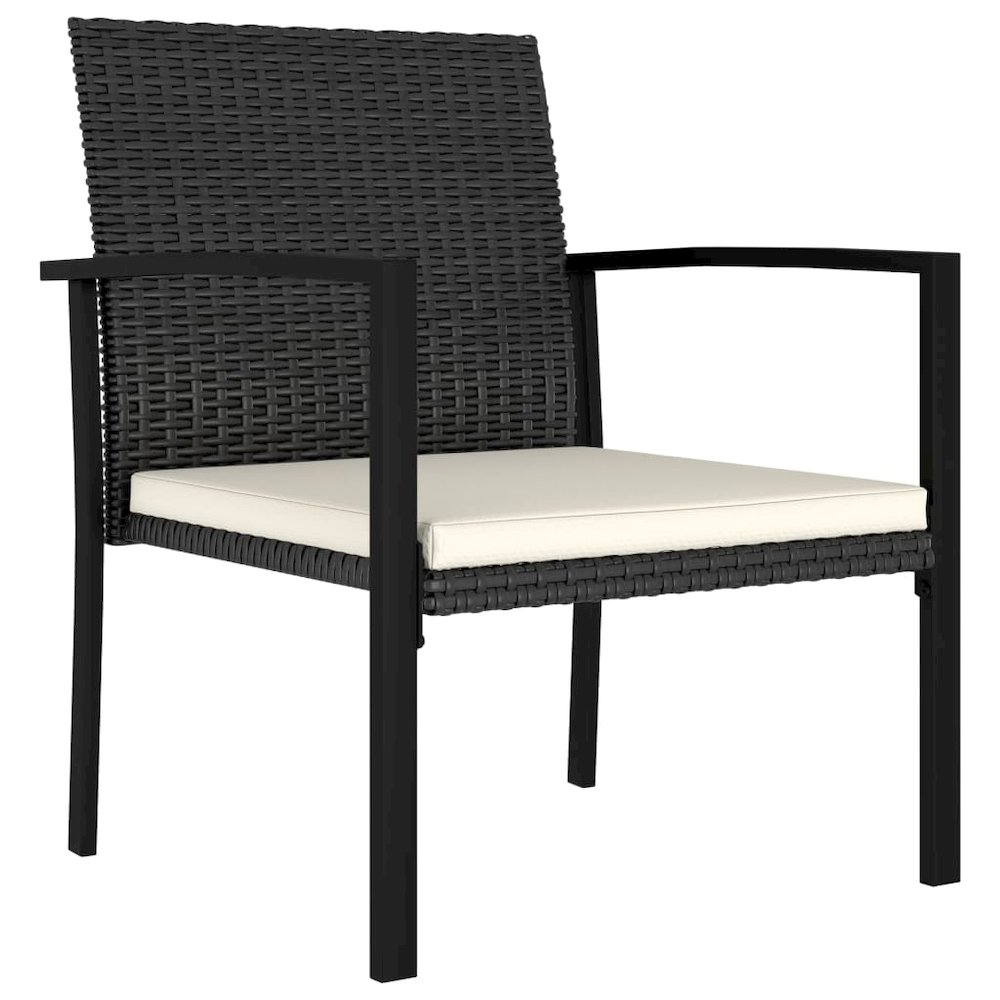 Dining Set Black Table and Chairs, Cream Cushions. Picture 7