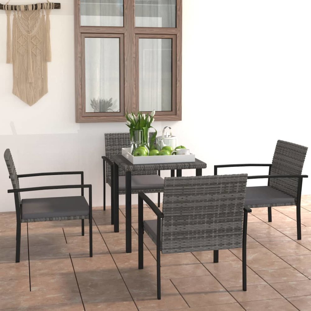 Dining Set Grey Poly rattan 5 Piece Set Light Weight Dining Set. Picture 1
