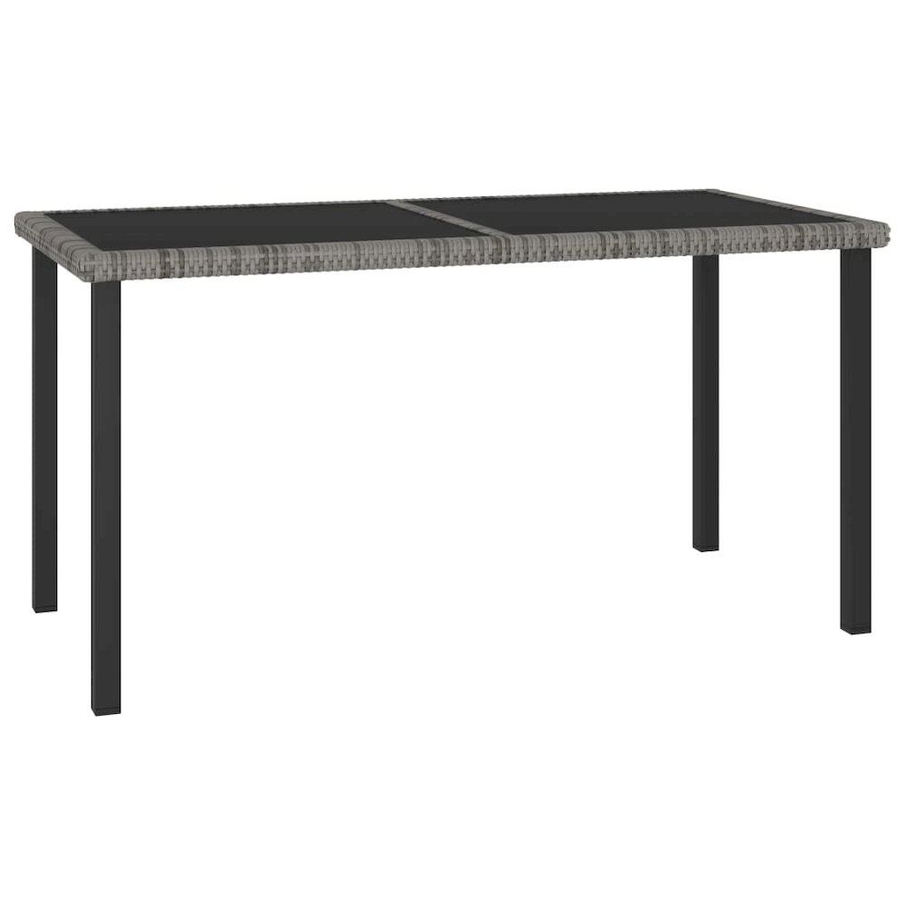 Dining Set Grey and Black Poly rattan, powder-coated steel Medium. Picture 3