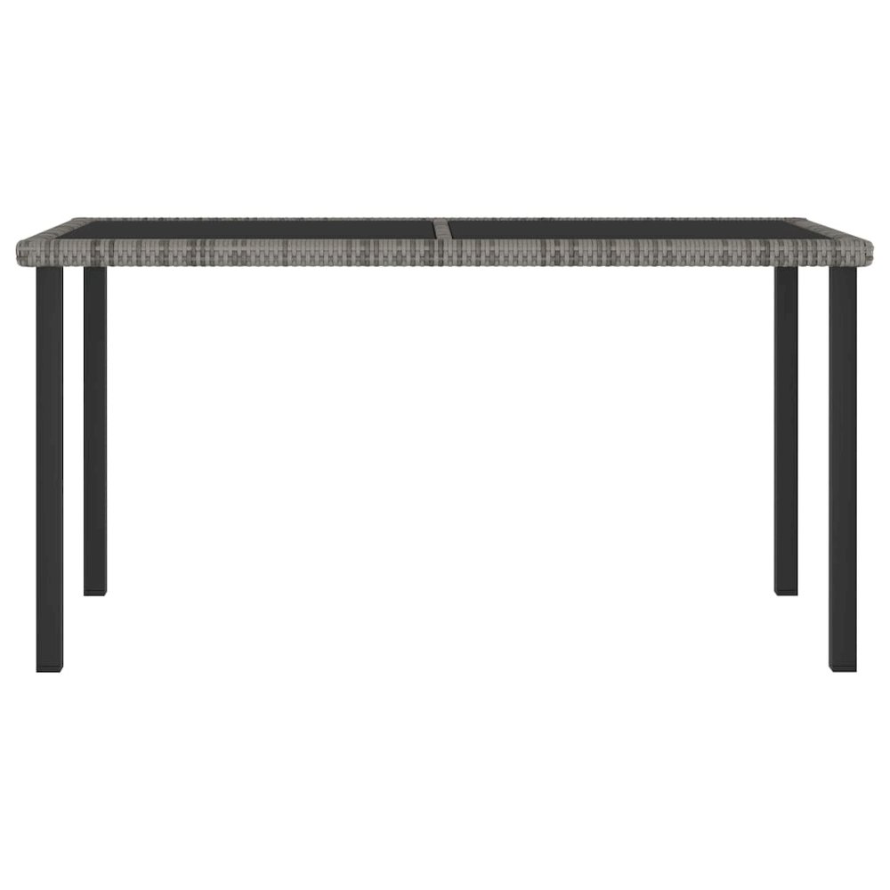 Dining Set Grey and Black Poly rattan, powder-coated steel Medium. Picture 4