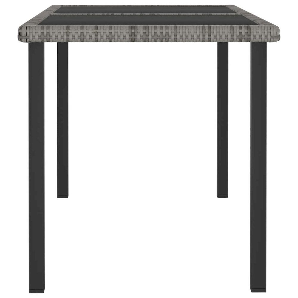 Dining Set Grey and Black Poly rattan, powder-coated steel Medium. Picture 5